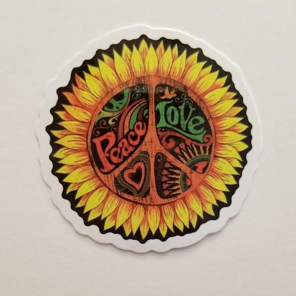 10/$10 Peace & Love Sunflower Sticker